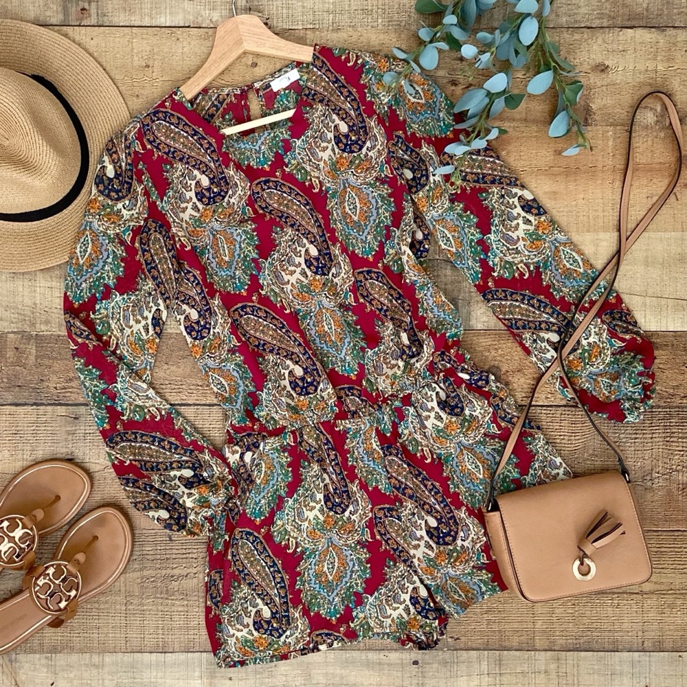 Urban Outfitters Paisley Dressy ROMPER (Open Back) POCKETS